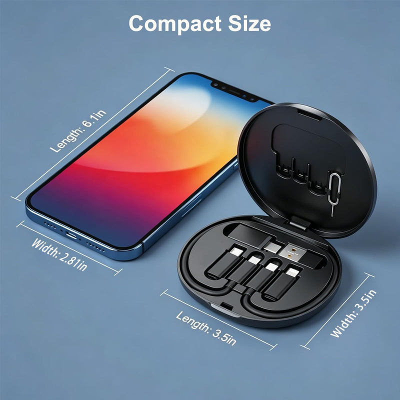 6 in 1 USB C Charging Adapter Travel Kit, USB C to USB 3.0 OTG, Type C to iOS Connector Box with 1Ft 65W Fast Charging Cable, Type-C to Micro USB Converter, SIM Eject Pin & Card Storage, Data Transfer Black