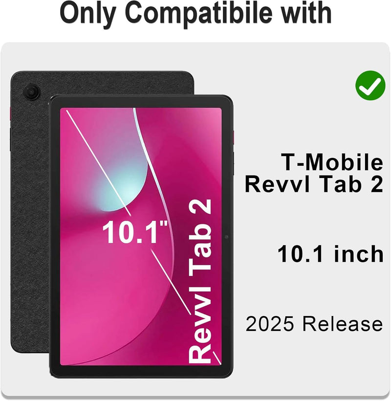 Kids Case for T-Mobile Revvl Tab 2 10.1 Inch (2025 Release) - SHREBORN Lightweight Shockproof Kid-Friendly Cover with Handle Kickstand for T-Mobile Revvl Tab 2 10.1" Tablets-Pink Pink
