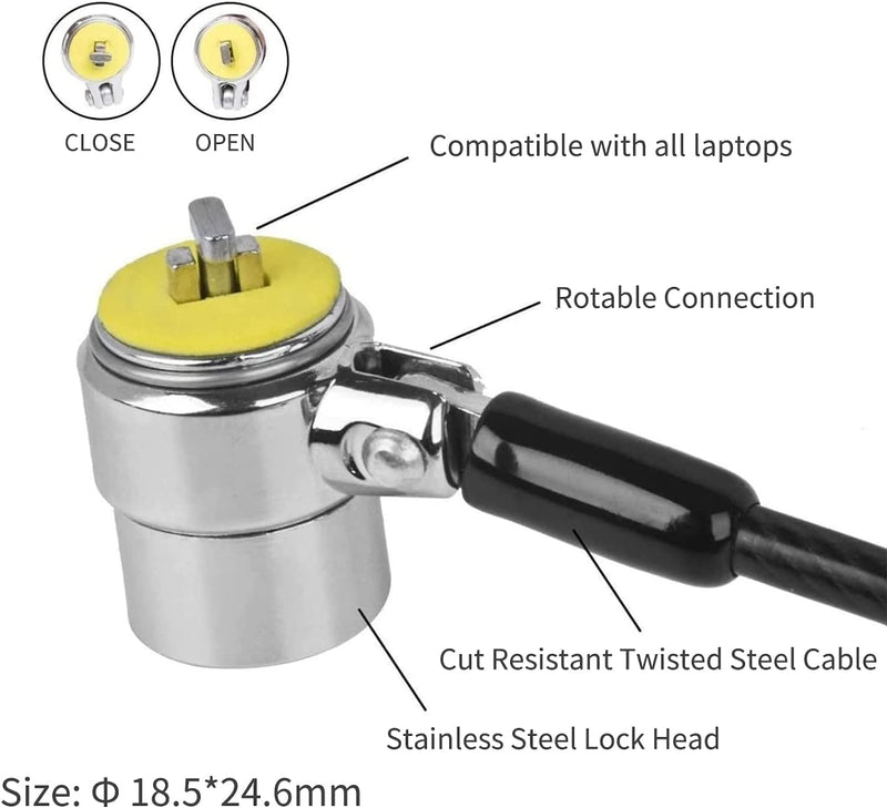 Laptop Lock, Combination Security Lock Cable with Keys and Anchor Plate, Anti Theft Lock for Business Electronics, Monitors, Tablets, Smart Phones (2 Laptop Locks Head)