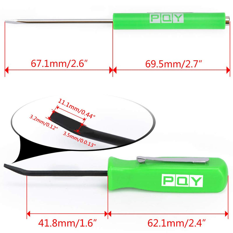 Pocket Magnetic Screwdriver Slotted Head With Magnet Top + Mini Pry Bar Set Green