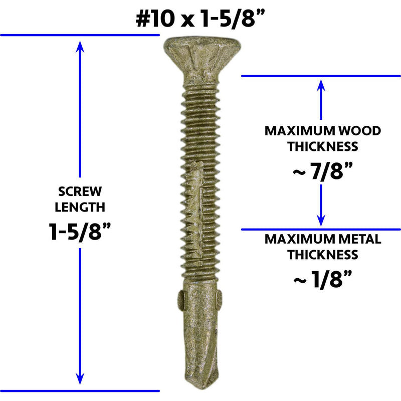 10x1-5/8 Reamer Tek Torx/Star Head Self-Drilling Wood to Metal Screws - for Flatbeds, Trailers - T-30 Torx Screw Head 1 Pound 113 Screws #10 x 1-5/8" - 1 lb 113 Screws