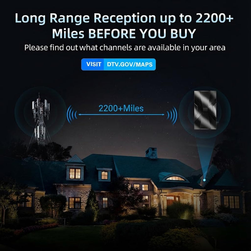 2026 TV Antenna Indoor Outdoor,Antenna for Smart TV for 2K/4K,2200+ Miles Range Reception Digital tv Antenna Indoor for Local Channels,Waterproof Design,36 Ft Cable