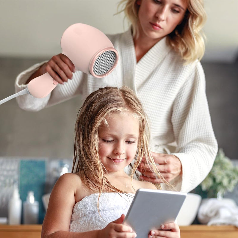  [AUSTRALIA] - Kids Hair Dryer, Hair Dryer Travel, Hairdryers for Kids, Small Lightweight Blow Dryer, Portable Mini Baby Blow Dryer, 550W Compact Hairdrye with DIY Stickers Gift for Girl, Boy, Baby (Pink) Pink