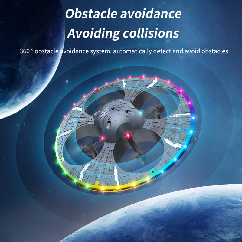 FPV Quadcopter Aircraft, Round Foam RC UFO Drone Equipped with Camera, Multi-Color Switchable LED Lighting, 360° Stunt Flips & Adjustable Flight Speed, Beginner Oriented RC Air Vehicle, Black
