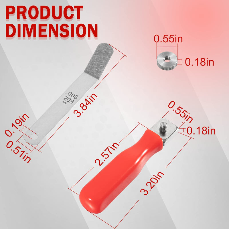 A308 Offset Valve Tappet Gauge Set Premium 11-Blade Feeler Gauge Kit Sizes from 0.004" to 0.014" Includes Two Red Handles