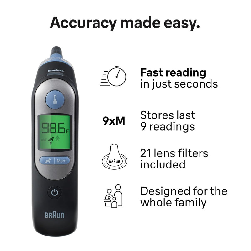Braun ThermoScan 7 Digital Ear Thermometer for Adults, Babies & Infants, Age-Adjusted Fever Guidance, No. 1 Brand Recommended by Pediatricians