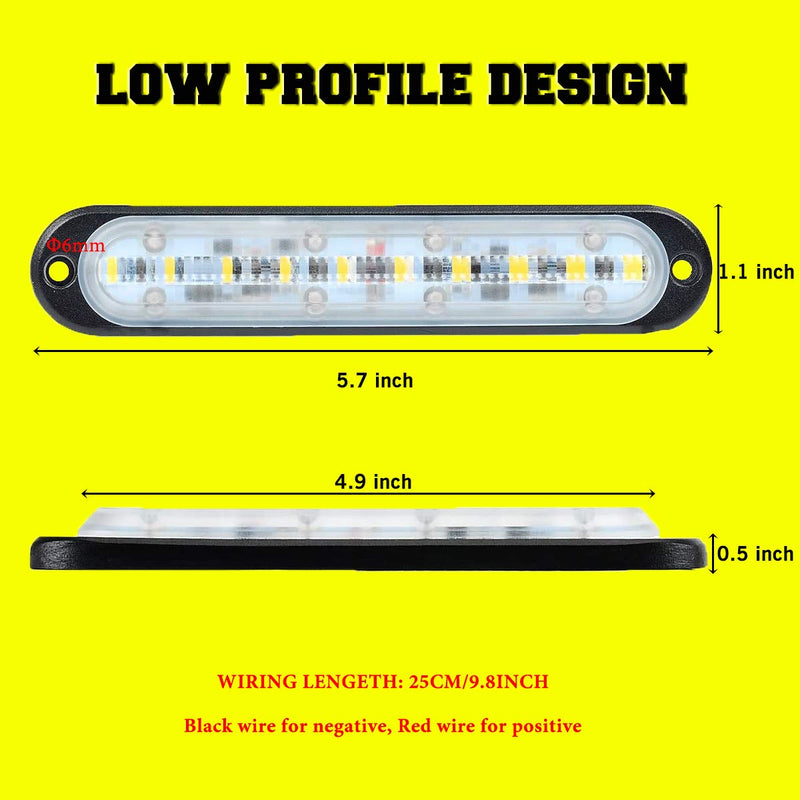 Chelhead 12V Mini Led Light Bars 5.7 Inch 6500K White Backup Daytime Running Lights 24V Trucks Side Marker Indicator Lighting Compatible with ATV SUV Jeep Boat Motor 4x4 Ford F150