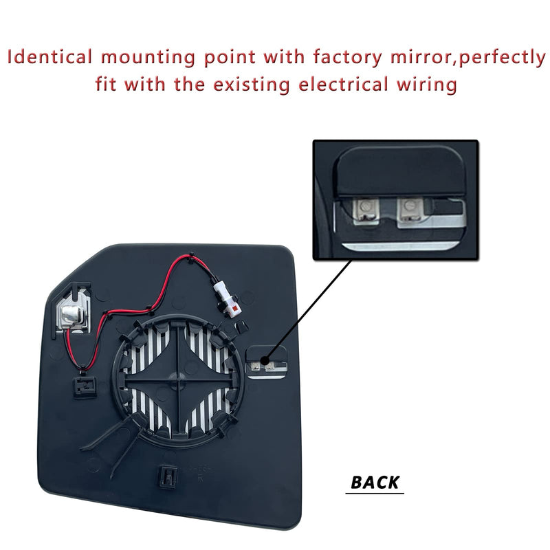 Passenger Side Heated Mirror Glass Replacement For Ford F150 2015 2016 2017 2018 2019 2020 - for Ford F150 Power Side Mirror with Blind Spot Detection System and Rear Holder Right (Passenger Side)- With Blind Spot Detection