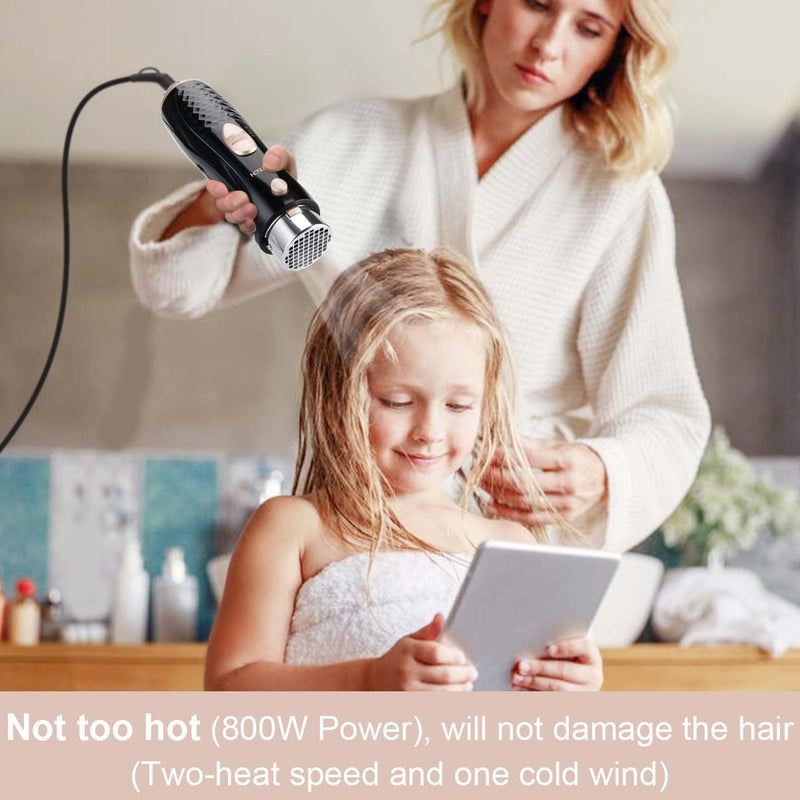 Hair Dryer Brush, Lightweight Hot Air Brush with 2 Heat Speed, 1 Cold Wind | Hot Brush for Hair Styling,Hot Comb Hair Styling Appliances,Volumiser and Curler, Ionic Frizz-Control, 4 Attachments, Black