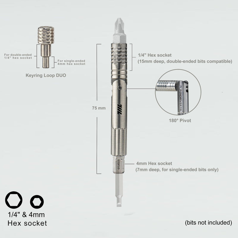 711L Pen Driver TG - Compact EDC Bit Driver with Foldable L-Handle | Compatible with 4mm Precision Bits & 1/4" Double-Ended Bits | 7DP1D