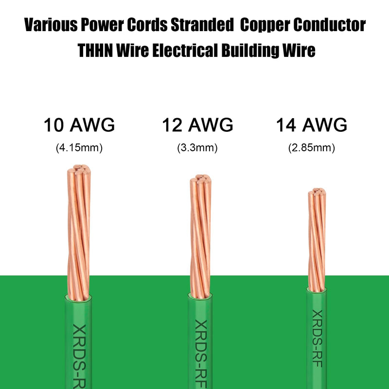10 AWG THHN Stranded Bare Copper Wire 50FT Green Grounding Wire, Electrical Wire, 600V Rated Building Wire, Ideal for Panel Wiring, Grounding, Lighting Circuits, Control Systems 10AWG 50FT