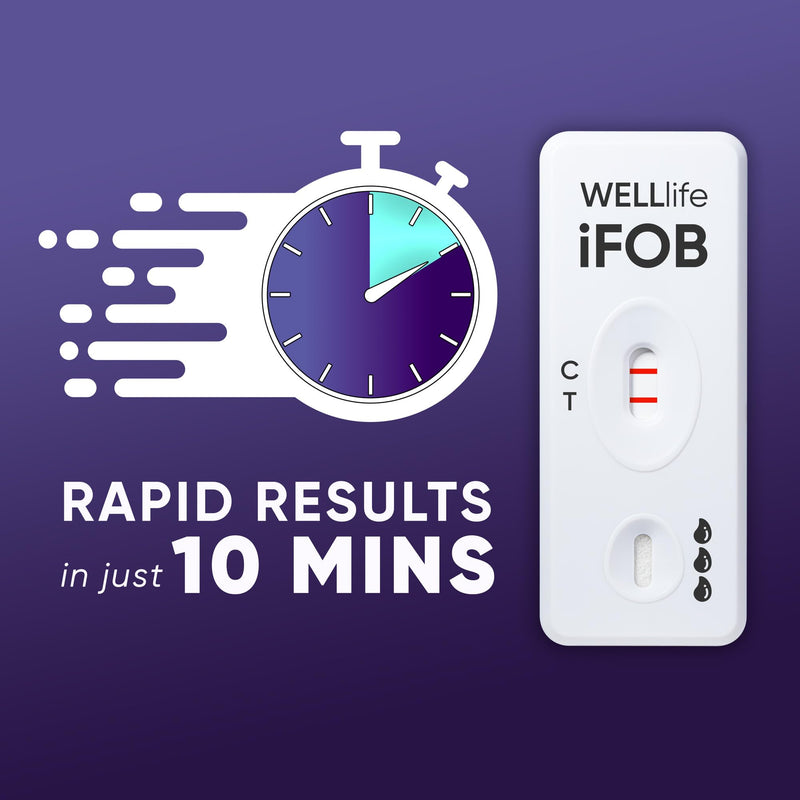 WELLlife iFOB Immunochemical Fecal Occult Blood Test, Colon Screening Test Kit Stool Test at Home Easy to Use, 1 Test Detect Hidden Blood in 10 Minutes FOB Test for Home 1T