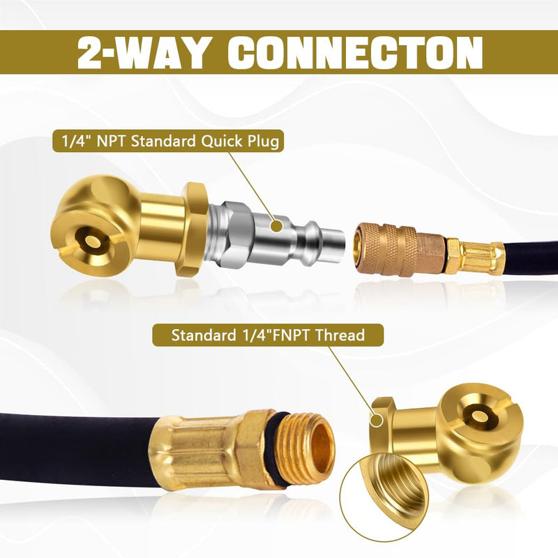2PCS Ball Air Chuck, Closed Ball Air Chuck with 1/4" NPT Standard Quick Plug, Portable Ball Tire Air Nozzle Hose Connect Tool, Tire Inflator Gauge Air Compressor Accessories