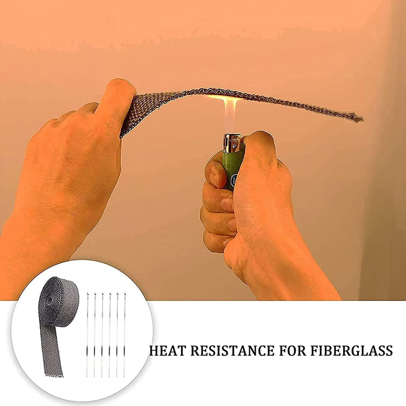 Black Exhaust Heat Wrap, Foneso 2'' x 16.5' Exhaust Header Wrap Tape Fiberglass Heat Shield Tape with 10pcs Stainless Steel Ties for Motorcycle Car Truck 16.5ft