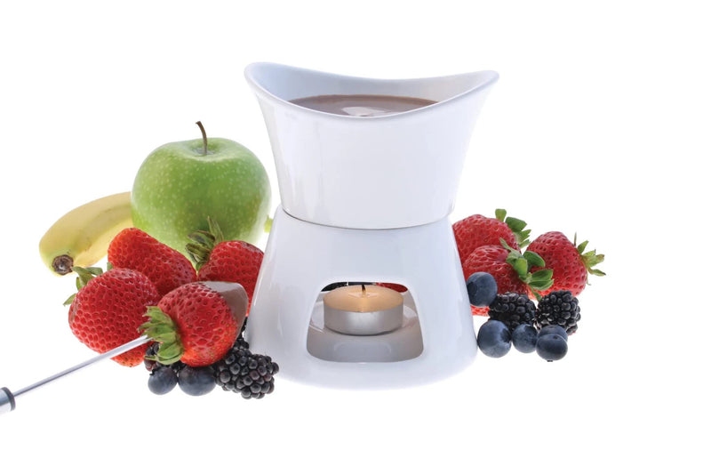 Swissmar Glow 7 Piece Chocolate Fondue Set, White