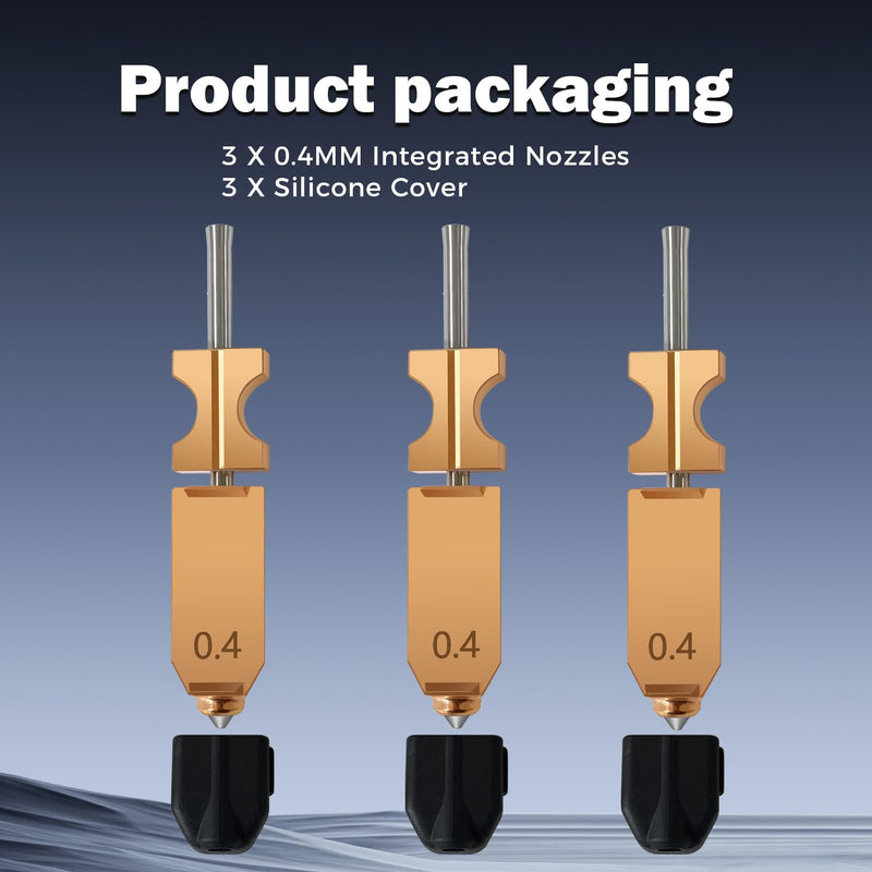 Upgrade 3PK 0.4MM AD5X Hotend for Falshforge AD5X Nozzle High Flow 32mm³/s High Speed Hardened Steel Quick Detachable Nozzle High Speed Print Head Replacement with Extra 3PK Silcone Sock 0.4MM Hotend(3PK)