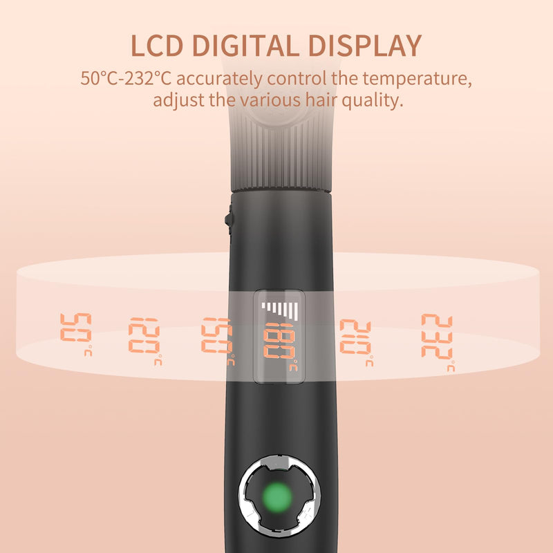 K&K Hair Curling Wand, 32mm Ceramic Titanium Barrel, Digital Display, 50-230°C, 60 Min Auto Shut Off (25 mm) 25 mm