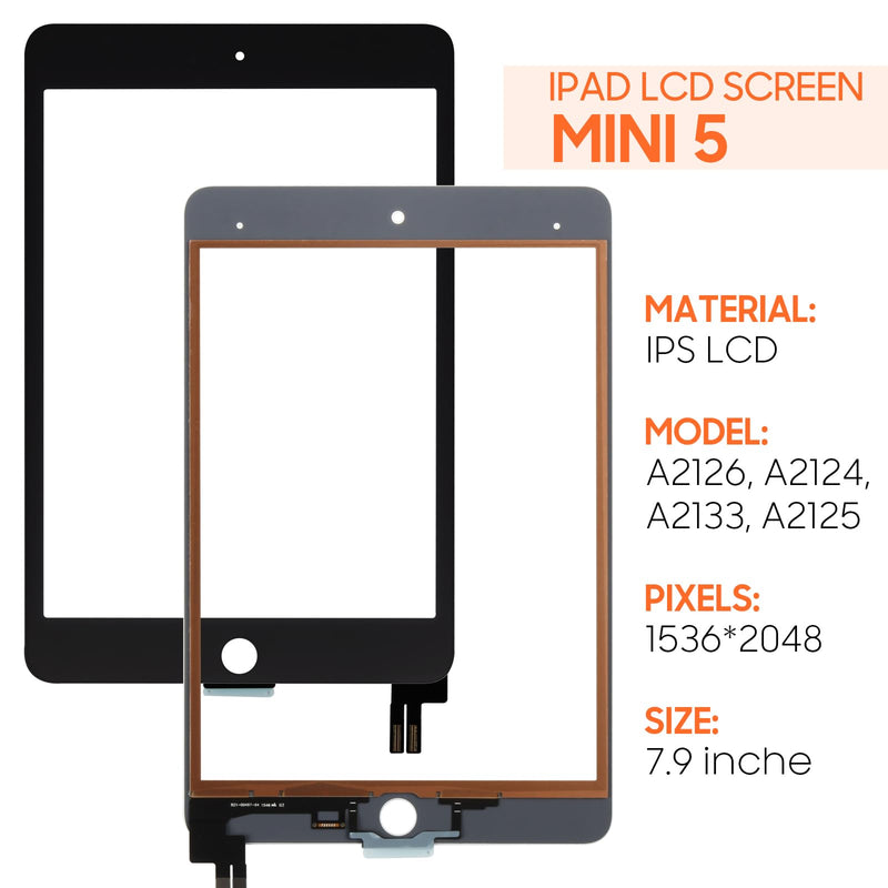 for iPad mini 5 7.9" Touch Screen Replacement,A2126, A2124, A2133, A2125 for iPad mini 2019 Touch Screen Panel Digitizer Screen Replacement Repair Kits (Black) Black