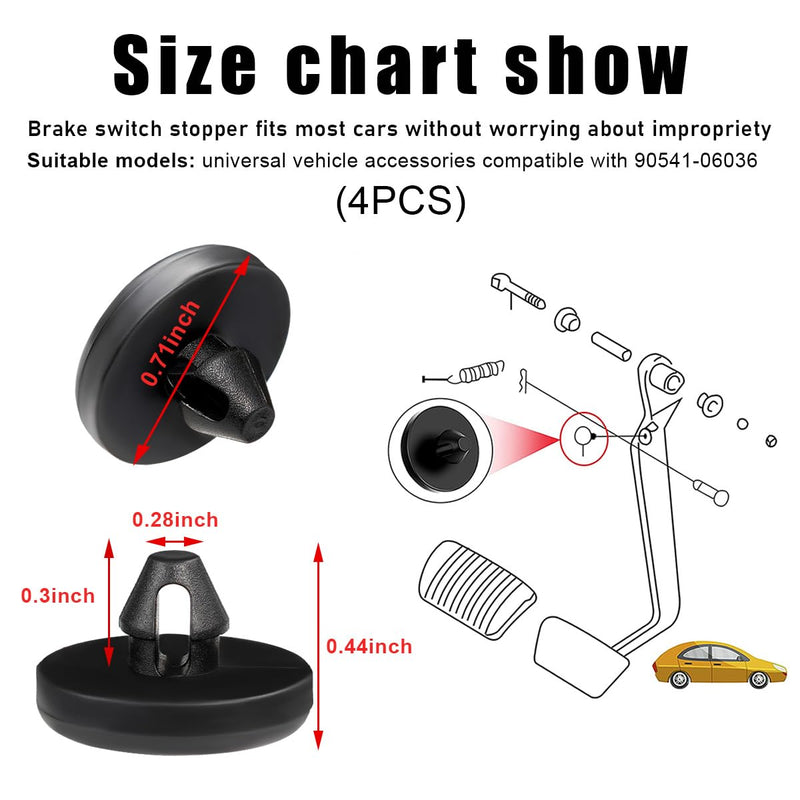4 PCS Brake Switch Stopper, Car Brake Pedal Stop Pad Replacement Compatible with 90541-06036, Automotive Brake Light Switch Pad, Clutch Pedal Stopper Car Accessories 4 PCS