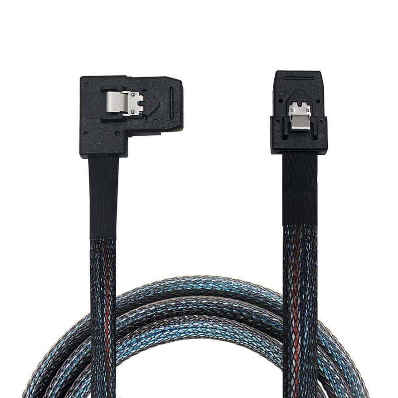 Internal Mini SAS SFF-8087 to Right Angle SFF-8087 Cord, Internal Mini SAS to Mini SAS Cable, Compatible with RAID or PCI Express Controller, 2.5FT /0.75M 2.62FT