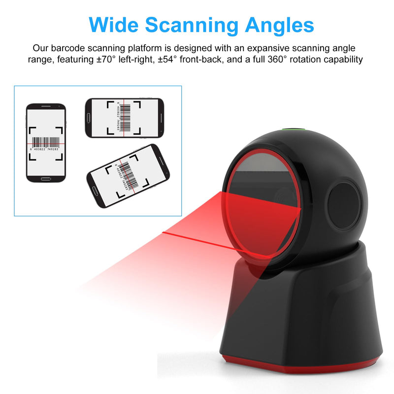 Docooler Desktop Barcode Scanner, Automatic Omnidirectional Desktop Barcode Scanner, Hands-Free USB Wired QR Barcode Reader, 1D 2D Bar Code Image Scanner for Warehouse, Supermarket, Retail Store