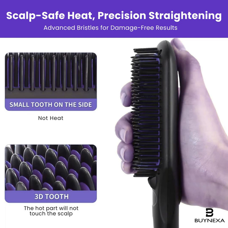 Professional 3-in-1 Hair Straightener Brush – Quick-Heating Ceramic Ionic Hot Comb with Anti-Scald Safety, LCD Display & Dual Voltage for Travel and Everyday Use
