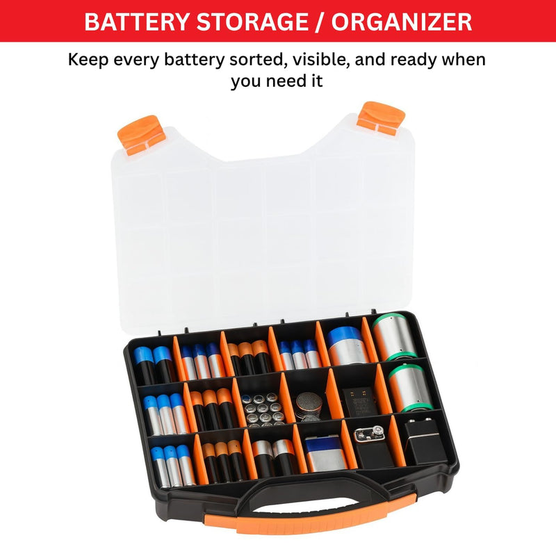 Andalus Tools Organizer Box, Small Parts Storage 18-Compartment Portable Hardware Organizer Removable Plastic Dividers for Screws, Nuts, Bolts, Nails – Orange (2 Pack, 12.75" x 10" x 1.75") 2 Pack (12.75 x 10 x 1.75 Inches)