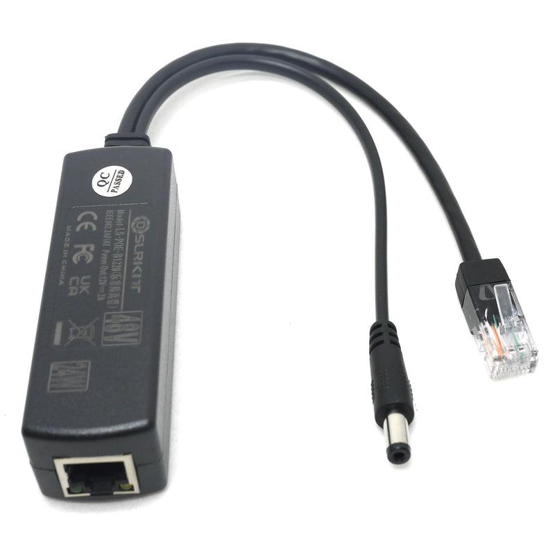 Active PoE Splitter Power Over Ethernet 48V to 12V 2A for IEEE802.3at 24Watt