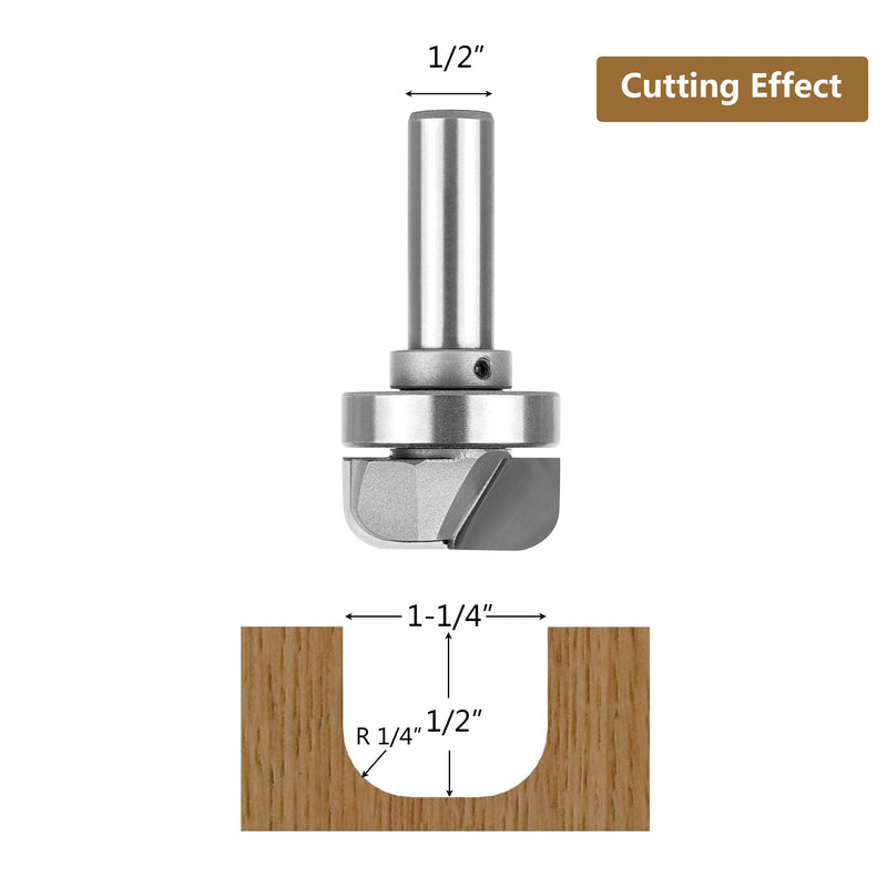 SpeTool Bowl and Tray Template Router Bit with Bearing 1/2 Inch Shank 1-1/4 Inch Cutting Diameter,Carbide CNC Router Bowl Bits Woodwroking Tool
