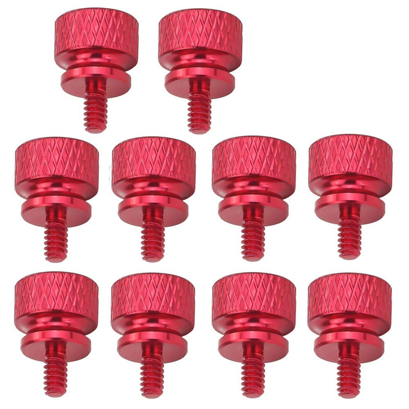 (10 Pack) Anodized Aluminum Computer Case screws (6-32 Thread) for Computer Cover / Power Supply / PCI Slots / Hard Drives DIY Personality Modification & beautification (Red)