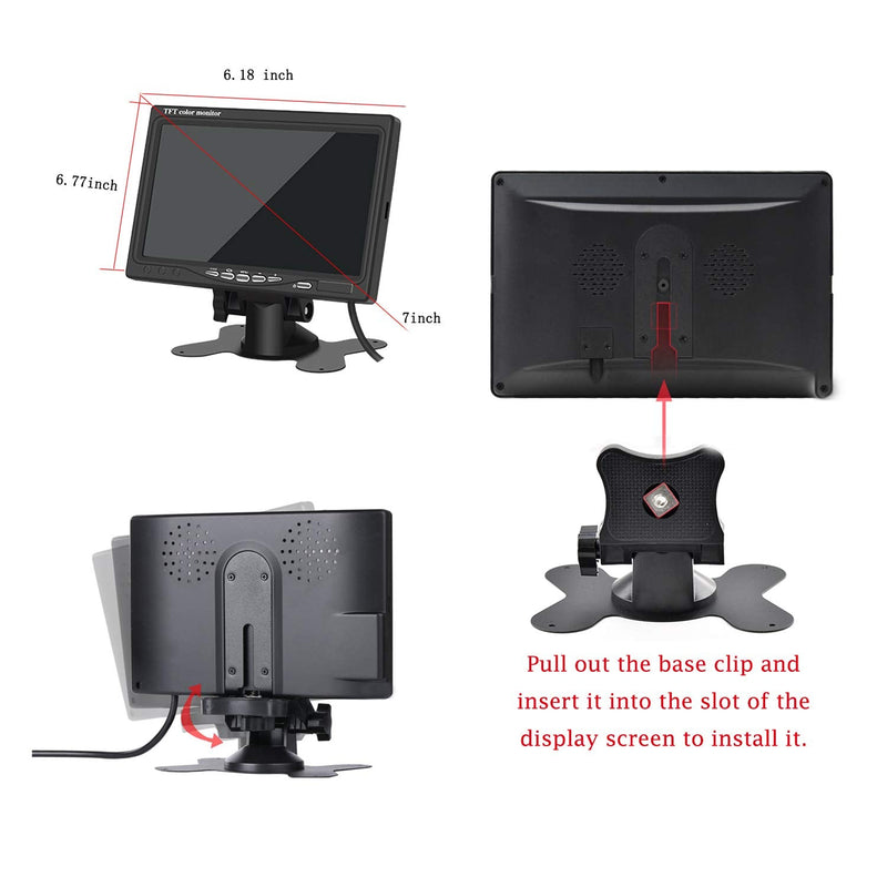 7 Inch Monitor HDMI - 1024x600 HD TFT LCD Screen Display AV VGA Input Built in Speaker for Raspberry Pi 3 Model B+ 3B CCTV Computer PC DVR Car