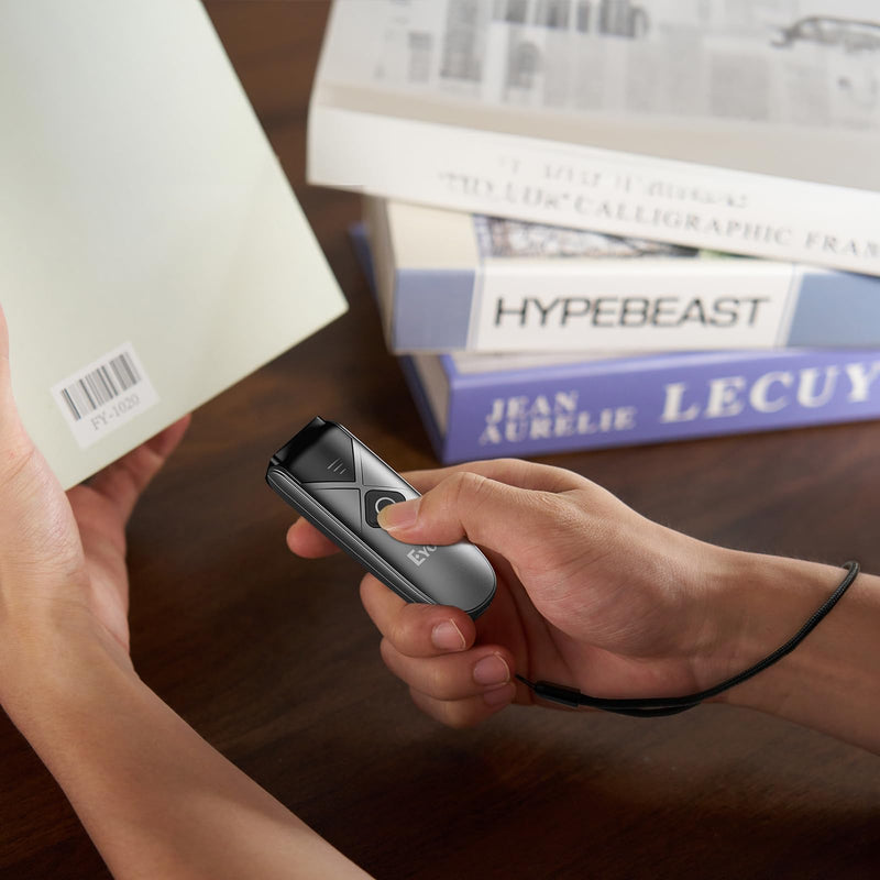 Eyoyo Bluetooth 2D&1D Barcode Scanner, Portable Wireless Mini Barcode Reader with 2.4G Wireless/Bluetooth/USB Wired Connection QR Code Scanner Compatible with Pad, Phone, Android, Tablet PC Grey