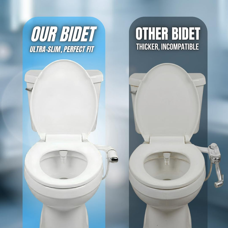 GenieBidet Bidet Attachment for Toilet - Ultra-Slim Hygienic Bidet Attachment For Existing Toilets - Bidet Toilet Seat Attachment with Pressure Controls - Travel Bidet Included (Left Hand Operation) LEFT-HAND DECOR BIDET