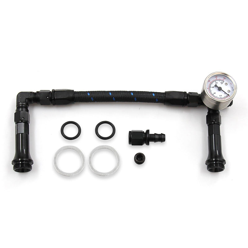 4150 Carburetor Fuel Line Kit AN6 Dual Feed Fuel Line with Pressure Gauge for Holley Black with Pattern