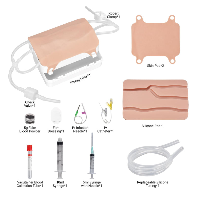 Medarchitect Portable Phlebotomy Practice Kit, IV Start Kit with Replaceable Parts and Storage Case, for Venipuncture and Blood Draw, for Nurses Medical Students and Training Institutions