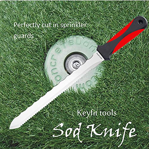 Keyfit Tools SOD Knife Professional Contractor Grade 304 Stainless Steel Blade Sod Cutter Trim New Sod Edging Beds Overgrown Valve Box Sprinkler Heads Like Hunter PGP Raise Repair Remove Sprinklers
