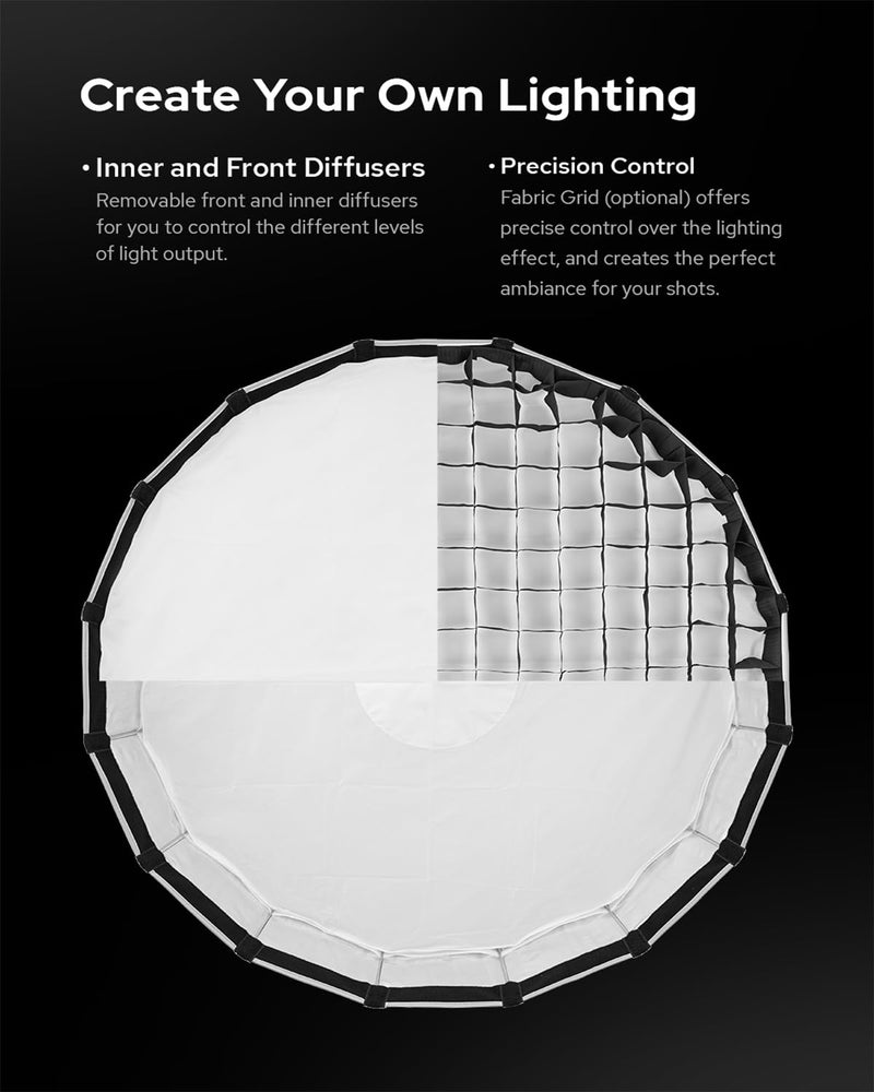 Godox Softbox S65T 25.6in/65cm Quick Release Umbrella Softbox Bowens Mount - Portable Versatile Precise Control - Ideal for Studio Photography Live Streaming and Travel 25.6" Without Grid