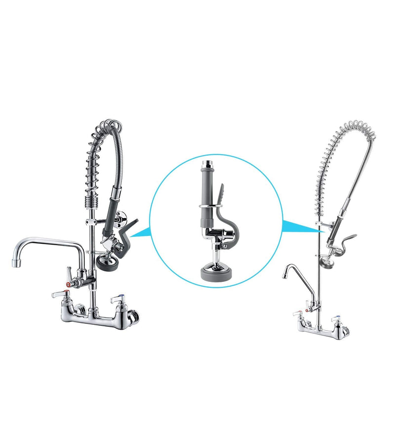 Pre Rinse Sprayer Commercial Sink Sprayer Head Spray Valve,1.42GPM Restaurant Sink Dish Spray with Handle for Commercial Kitchen faucets,Chrome Finished (Grey) Gray Round Sprayer