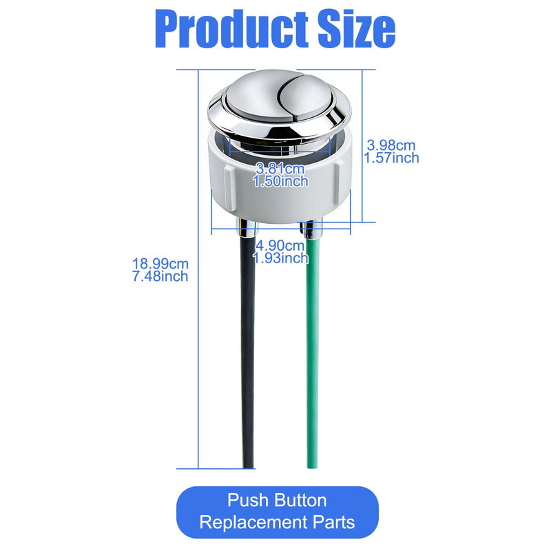 Dual Flushing Toilet Push Button Spare Parts,Top Toilet Button Replacement Compatible with Geberit & Kohler Part, Satin Chrome Toilet Parts with 1.5inch(38mm) Hole in the Toilet Tank Lid 38mm 1-pack
