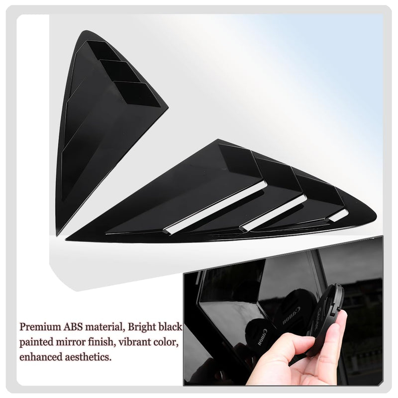 2Pcs Rear Side Window Louvers Air Vent Scoop Shades Cover Blinds Trim for Hyundai Sonata DN8 2020-2025 - ABS Bright Black Sport Interior Accessories（NOT fit N Line Models） For 2020-2024 Hyundai Sonata