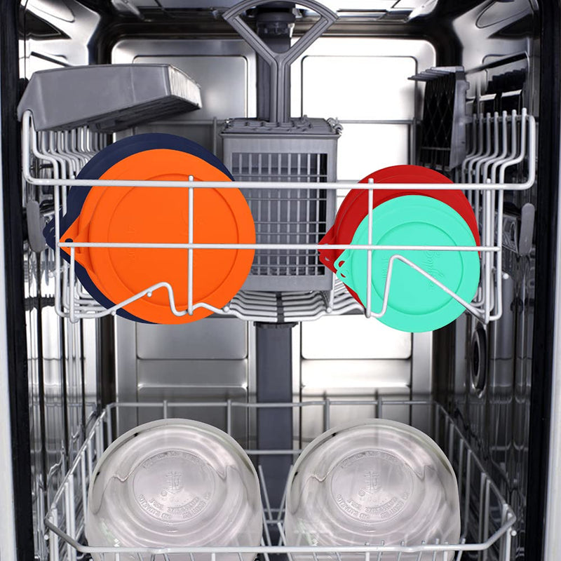 Sophico Round Silicone Storage Cover Lids Replacement for Anchor Hocking and Pyrex Glass Bowls (Container not Included) (4 Size, 8 Pack) Round 8-Pack (Red, Orange, Mint, Navy Blue)