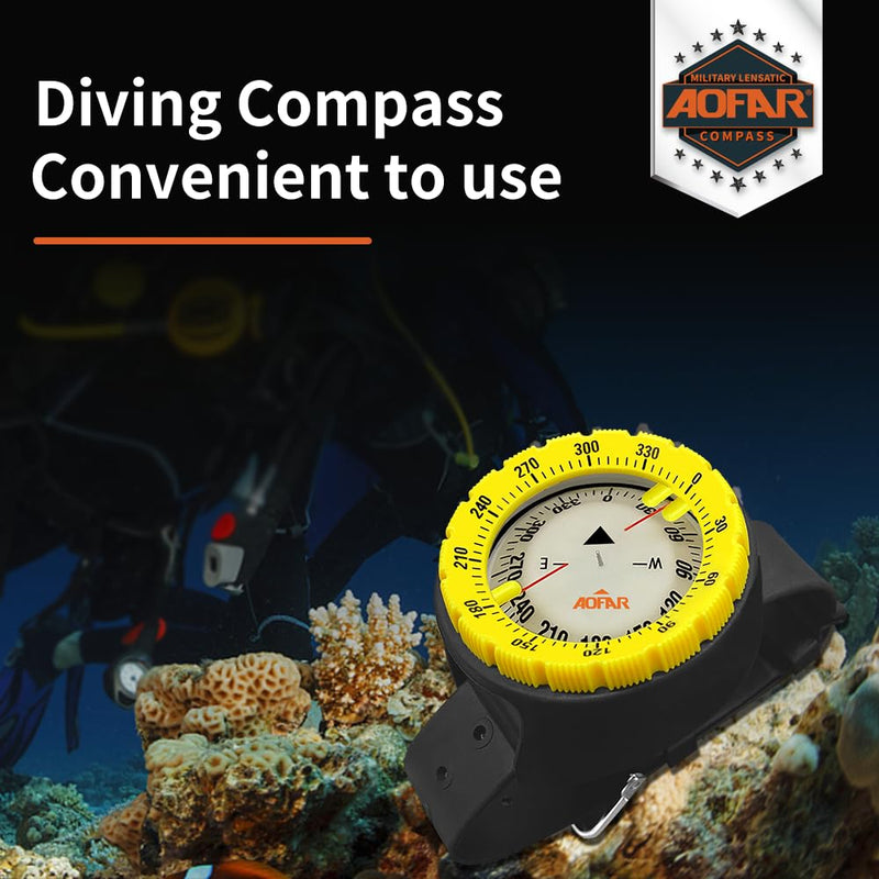 AOFAR Dive Compass AF-Q60A Waterproof, Durable, Compact. Wrist Strap Type Compass for Sailing, Diving, Wrist Strap Type