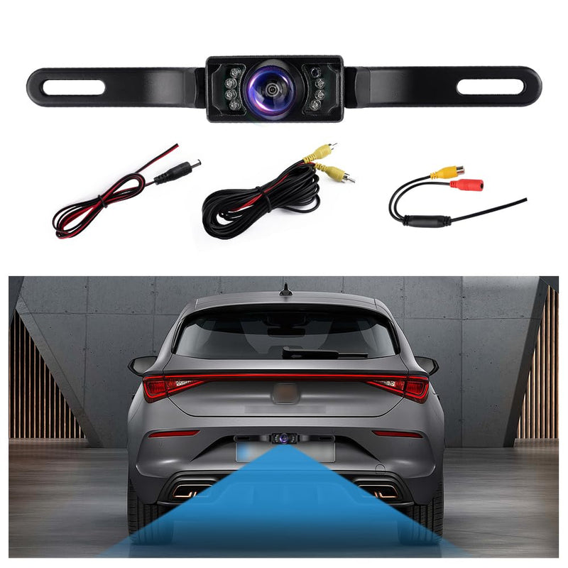 Back Up Camera for Cars with 8 Light,HD Night Vision License Plate Backup Camera with 170° Wide Angle,Universal Rear View Camera for Cars Includes Mounting Accessories