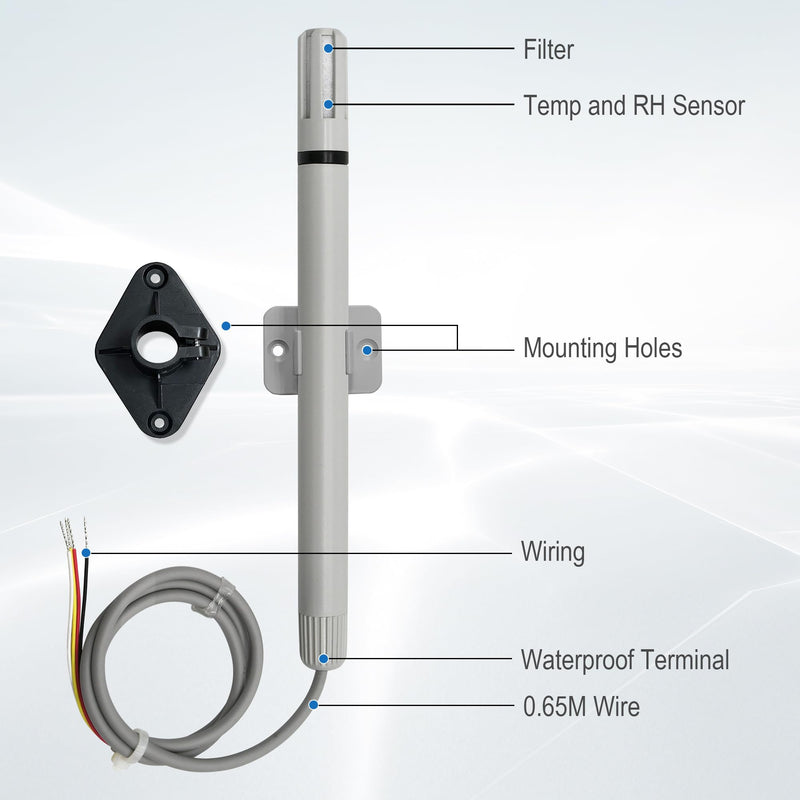 Tzone Temperature and Humidity Sensor 4-20 mA Temp Humidity Transmitter, Industrial Temperature Sensor 4-20ma Analog Humidity Transmitter Wall Mounted -40℃ to 60℃ for Greenhouse HVAC Lab PLC and DCS THT02C 4-20mA Output