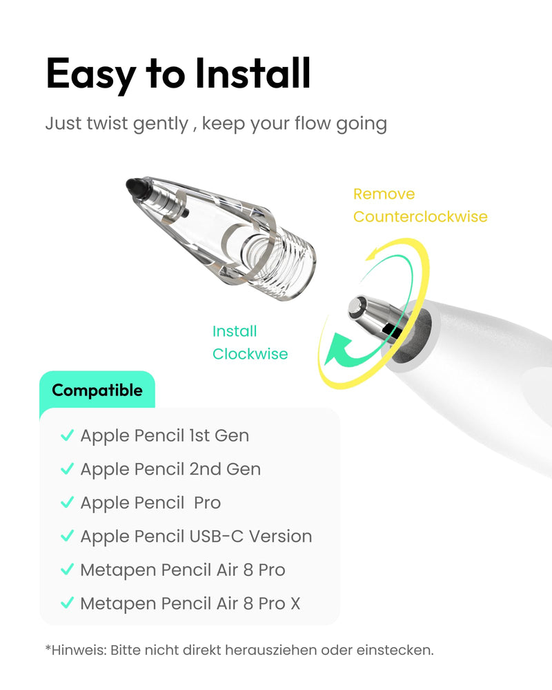 Metapen Air-Flex Tips Softer Tips 2 Pack for Apple Pencil, Quieter iPad Pencil Pro Nibs for Apple Pen 1st/2nd Gen/USB C, No Screen Damage, iPencil Tips for Smooth, Precise Writing on iPad Pro/Air/Mini
