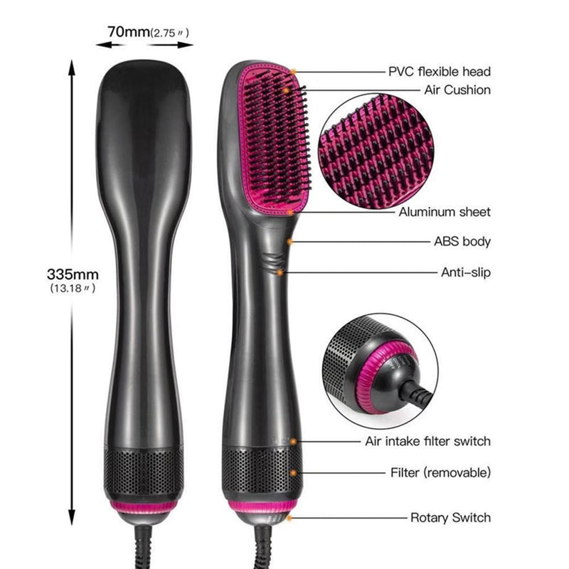 Hair Dryer Brush Straightener Brush 3 in 1 Hot Air Stylers 1200W Powerful Hair Comb Blow Dryer Brush 3-Speed Temperature Adjustment(Ash Pink,British Standard) British standard Ash Pink