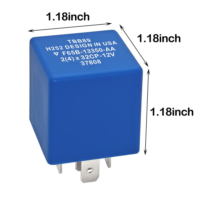 5-Pin Flasher Relay F65B-13350-AA, 5C3T-13350-AA TBB89 (Pack of 2) - Fix Fast Hyper Flash for Turn Signals & Hazard Warnings - Replacement for Ford, Lincoln, Mercury