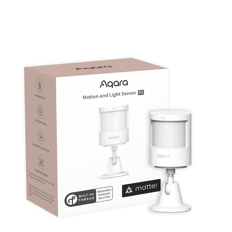 Aqara Motion and Light Sensor P2, Matter Over Thread, Requires 2-in-1 Matter Controller & Thread Border Router, Motion Detector with Light Sensor, Supports Apple Home, Alexa and SmartThings