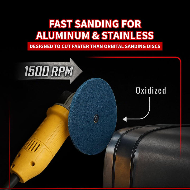 Renegade Products 9" Diameter Surface Prep Buff and Blend Disc (2-Ply) Medium Blue 150-180 Grit Finish for Sanding & Polishing Aluminum & Stainless Steel
