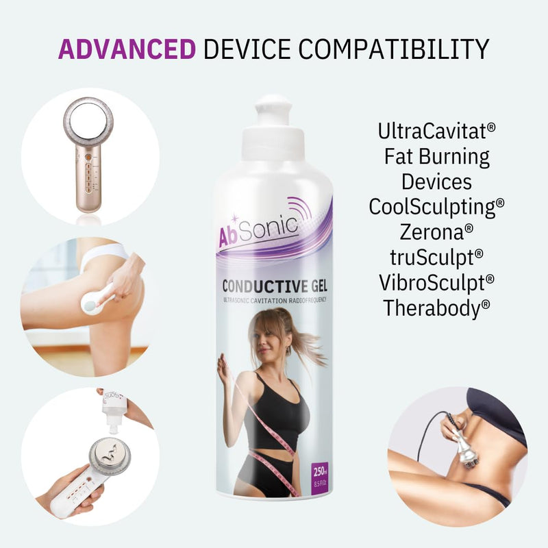 Absonic Cavitation Gel for Body Sculpting Machine - Conductive Gel for RF Radiofrequency, Ultrasonic Cavitation, Slimming Devices - Paraben-Free Body Contouring Gel, 1-Pack (8.5 oz)